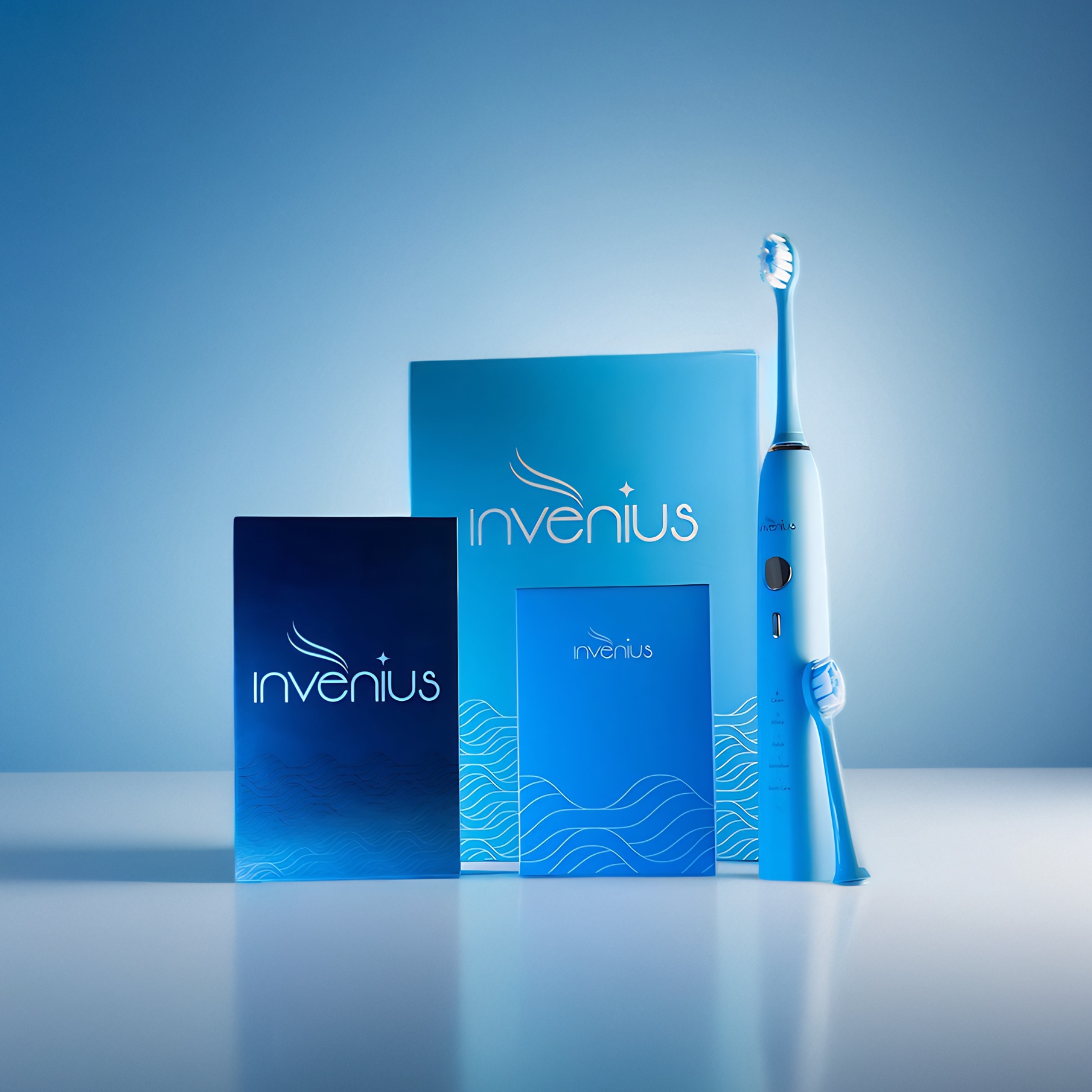 Invenius tandblekningsremsor, eltandborste och tandkräm – komplett kit för vitare tänder och bättre munhälsa. Invenius tandblekningsremsor, eltandborste och tandkräm – komplett kit för vitare tänder och bättre munhälsa.